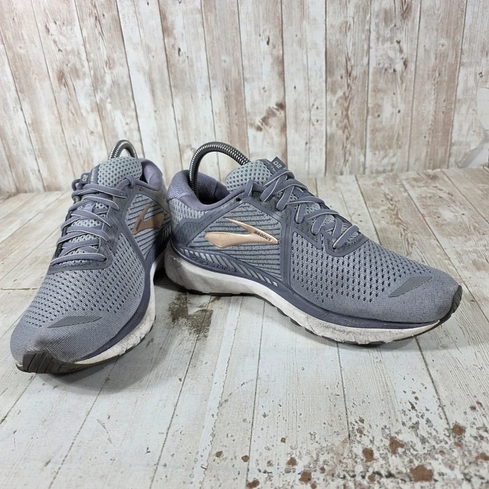 Brooks Adrenaline GTS 20 Womens 8.5 Wide Grey Rose Gold Running Shoes